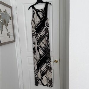 Alfani Black and Cream Abstract Maxi Dress